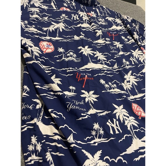 Reyn Spooner Aloha New York Yankees Hawaiian Shirt L Blue Official Licensed MLB - Picture 5 of 10